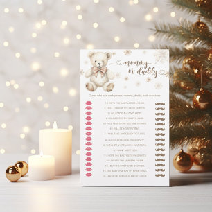 Winter Teddy Bear Mummy or Daddy baby shower game