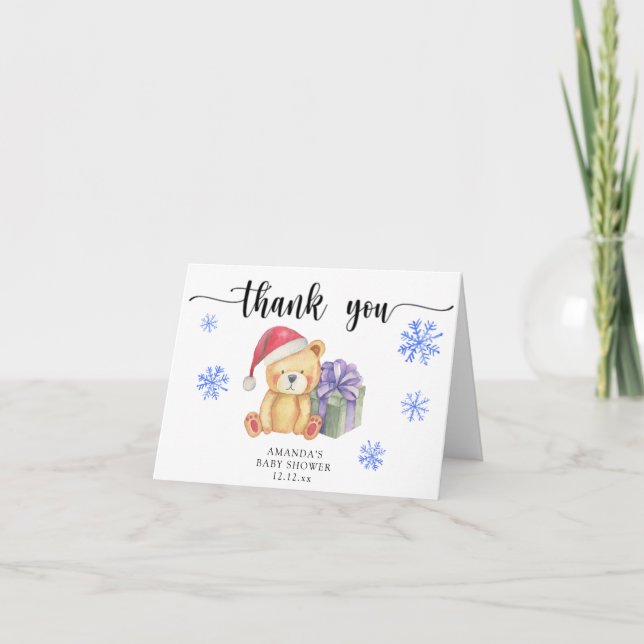 Winter teddy bear - thank you card (Front)