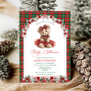 Winter Teddy Bear Vintage Luxury Baby Shower Invitation