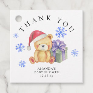 Winter teddy bear with xmas gift - thank you favour tags