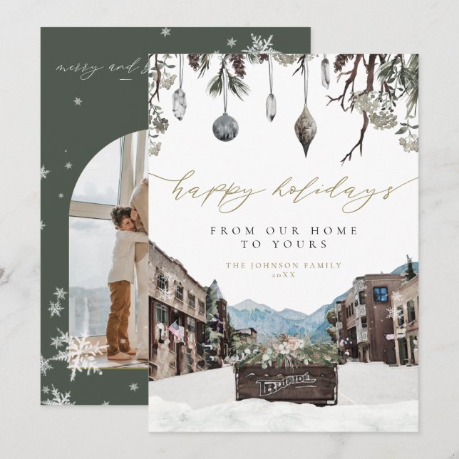 Winter Telluride Colorado Mountain Christmas Card (Front/Back)