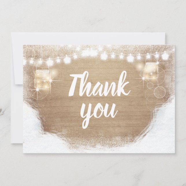 Winter thank you Rustic Wood Snow Shower Birthday Card (Front)
