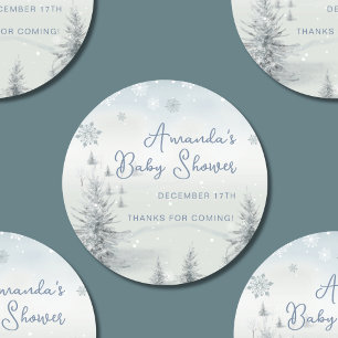 Winter Thanks Its Cold Outside Boy Baby Shower Classic Round Sticker