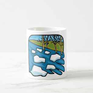 Winter Thaw River with Ice Floes Coffee Mug