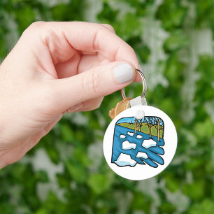 Winter Thaw River with Ice Floes Key Ring