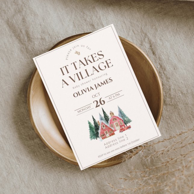 Winter theme it takes a village baby shower invitation (Creator Uploaded)