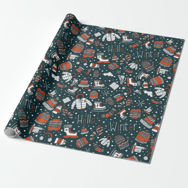  winter theme pattern wrapping paper (Unrolled)