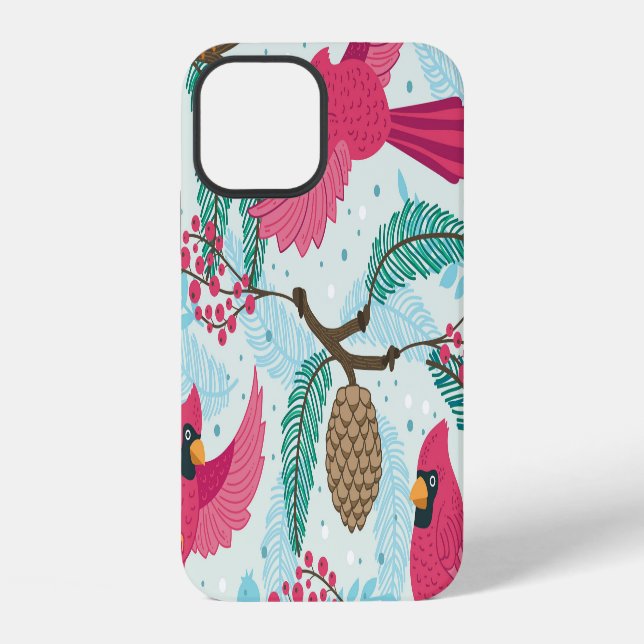 Winter Theme: Red Cardinal Pattern. iPhone Case (Back)