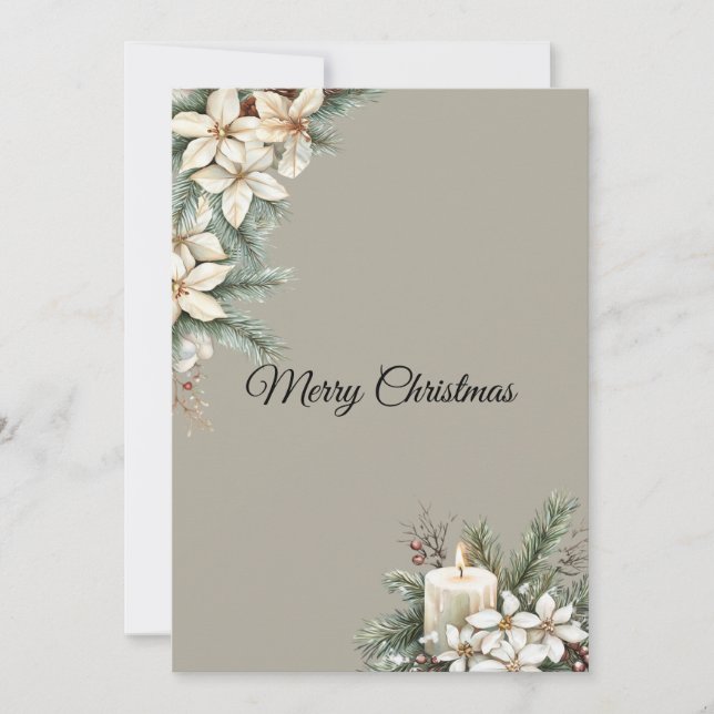 Winter themed beige  holiday card (Front)