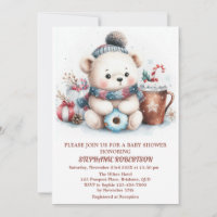 Winter themed cute bear toy coffee watercolor art