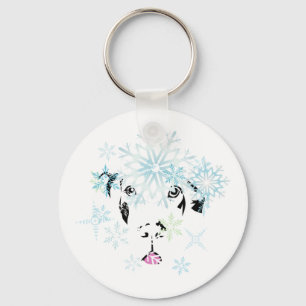 winter-themed Great Dane snowflake Key Ring