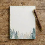 Winter themed green pine trees plain notepad<br><div class="desc">This letter paper features a charming hand painted watercolor illustration of snow dusted pine trees standing tall against a soft blue winter sky. Delicate snowflakes fall gently around the picturesque evergreens, creating a peaceful and wintry scene. Ideal for letter writing, note taking, and to do lists, this design brings a...</div>