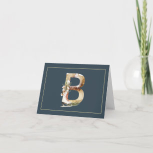 WINTER THEMED MONOGRAM INITIAL B WITH SKATE NOTE CARD
