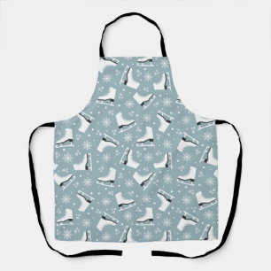Winter themed pattern with ice skates apron