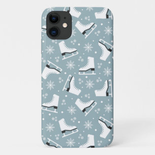 Winter themed pattern with ice skates iPhone 11 case