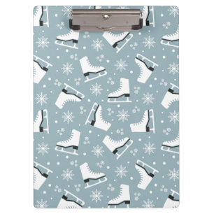 Winter themed pattern with ice skates clipboard