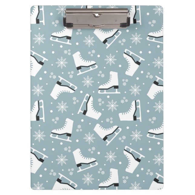 Winter themed pattern with ice skates clipboard (Front)