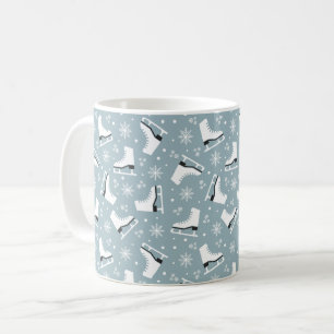 Winter themed pattern with ice skates coffee mug