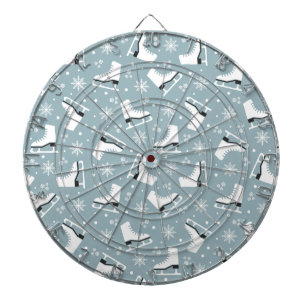 Winter themed pattern with ice skates dartboard