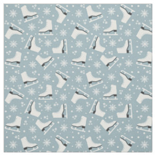Winter themed pattern with ice skates fabric