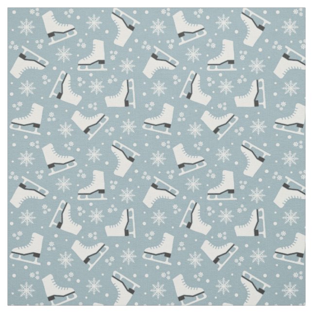 Winter themed pattern with ice skates fabric (Swatch)