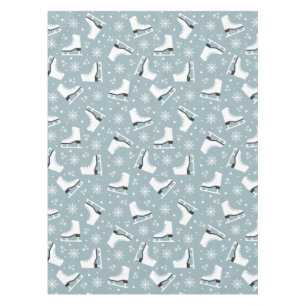 Winter themed pattern with ice skates tablecloth