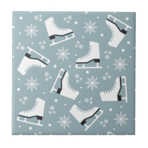 Winter themed pattern with ice skates tile