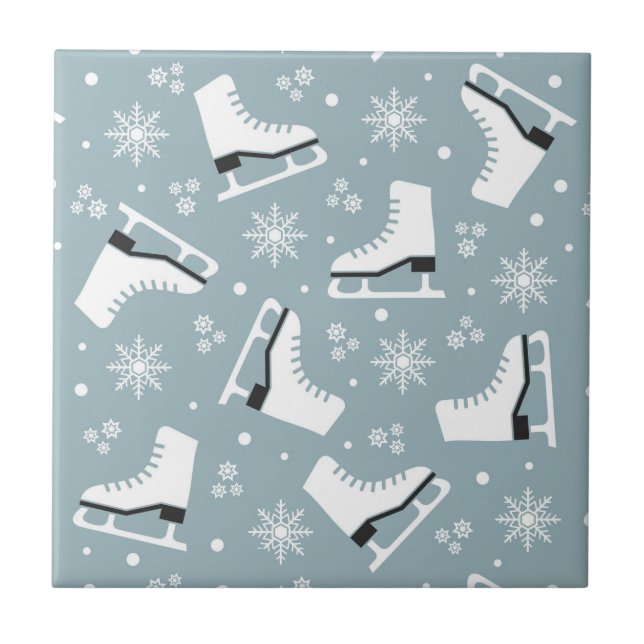 Winter themed pattern with ice skates tile (Front)
