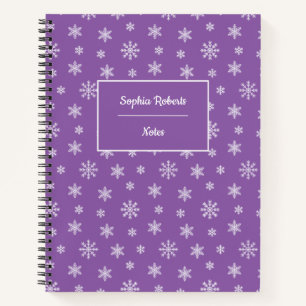 Winter themed snowflakes modern pattern purple notebook