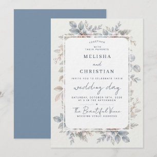 Winter-themed wedding "Winter Botanical" Invitation