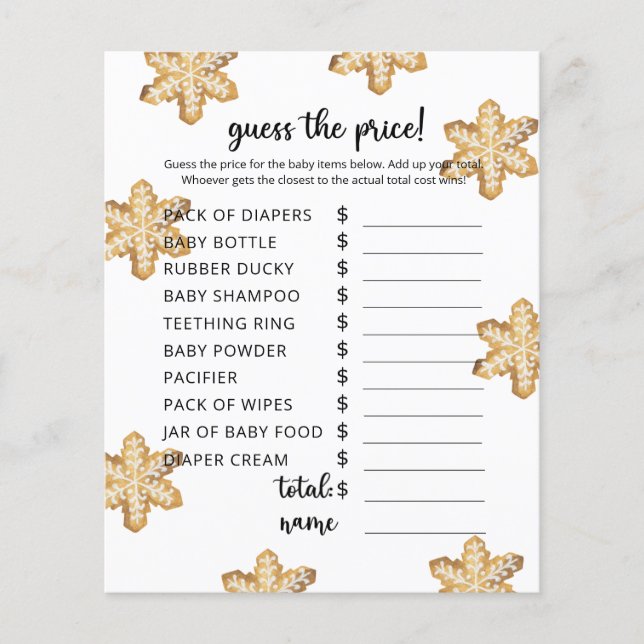 winter themes Price Guess Game (Front)