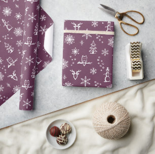 Winter Things Wrapping Paper - Beet + Snow