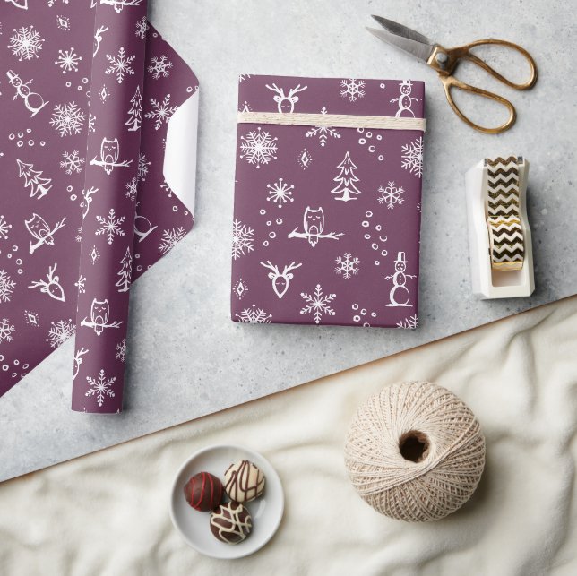 Winter Things Wrapping Paper - Beet + Snow (Crafts)