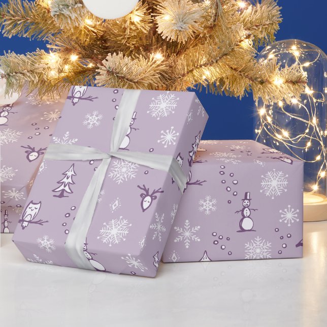 Winter Things Wrapping Paper - Dust, Plum, Snow (Holidays)