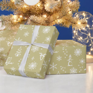 Winter Things Wrapping Paper - Gold + Snow
