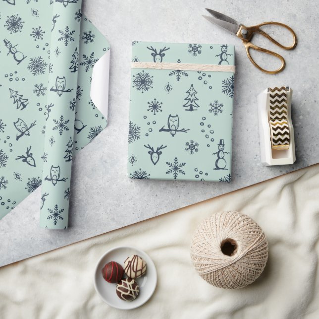 Winter Things Wrapping Paper - Mint + Dusk (Crafts)