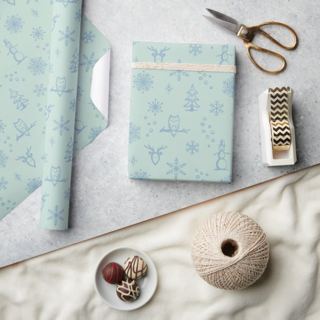 Winter Things Wrapping Paper - Mint + Sky (Crafts)
