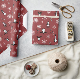 Winter Things Wrapping Paper - Ruby, Coal, Snow