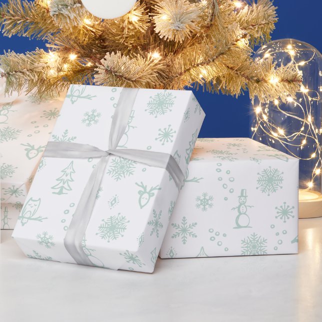 Winter Things Wrapping Paper - Snow + Mint (Holidays)