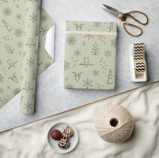 Winter Things Wrapping Paper - Tea + Sage (Crafts)