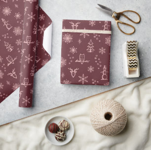 Winter Things Wrapping Paper - Wine + Rose