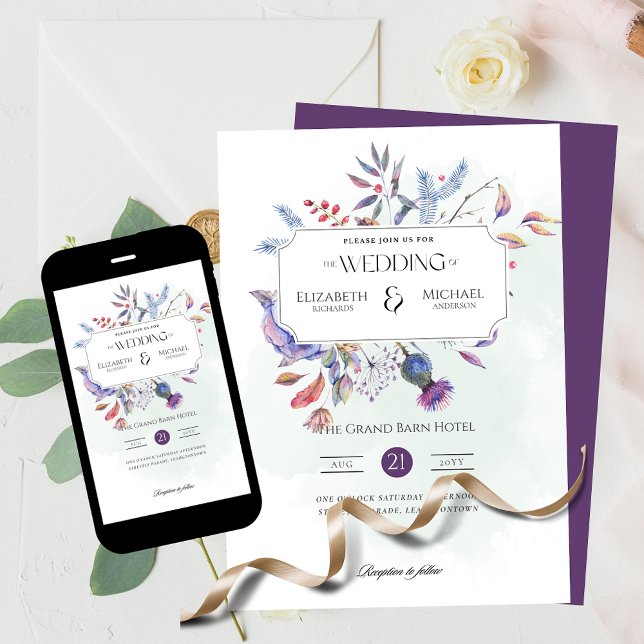 Winter Thistle Print or Digital Wedding Invitation (Creator Uploaded)