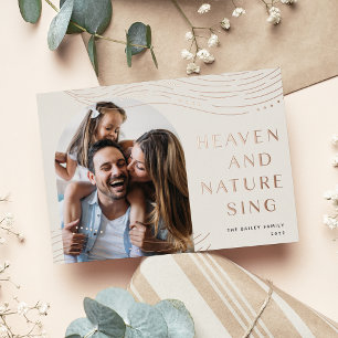 Winter Tidings Arch Photo Rose Gold Foil Holiday Card