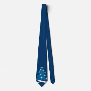 Winter Tie Blue Christmas Tree Festive Holiday Tie