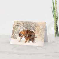 Winter Tigers custom greeting card
