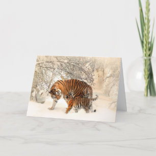 Winter Tigers custom greeting card