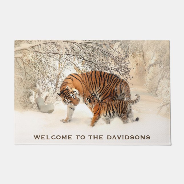 Winter Tigers custom text welcome mats (Front)