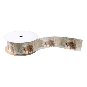 Winter Tigers ribbon Satin Ribbon