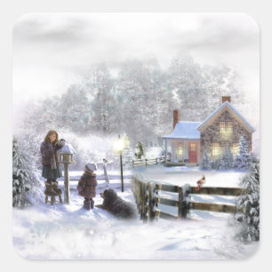 Winter Time In The Country Square Sticker
