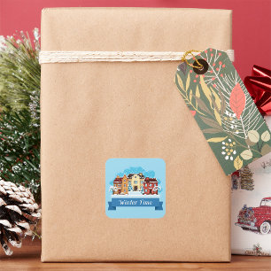 Winter Time Snowing Square Sticker